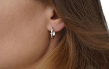 Load image into Gallery viewer, Silver Hoop Earrings with White Cubic Zirconia