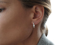 Load image into Gallery viewer, Silver Hoop Earrings with White Cubic Zirconia