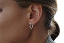 Load image into Gallery viewer, Silver Hoop Earrings with White Cubic Zirconia