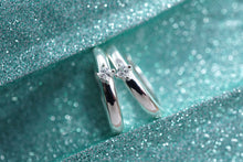 Load image into Gallery viewer, Silver Hoop Earrings with White Cubic Zirconia