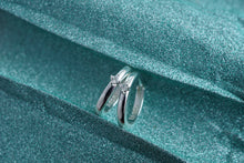 Load image into Gallery viewer, Silver Hoop Earrings with White Cubic Zirconia