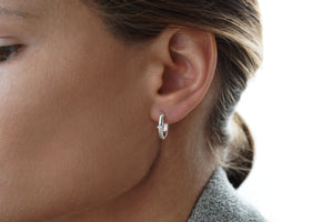 Silver Hoop Earrings with White Cubic Zirconia