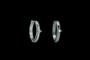 Silver Hoop Earrings with White Cubic Zirconia